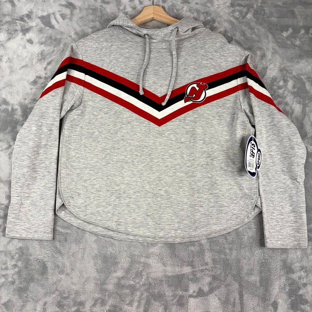 New Jersey Devils Womens Medium Concepts Gray Fleece Hooded Top Hoodie NWT